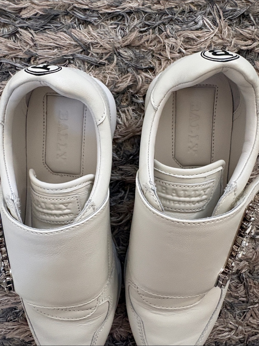 Rare Bally Switzerland GIADA Stone Ivory Lambskin Crystal B-Wings Sneakers 36 - Picture 9 of 15